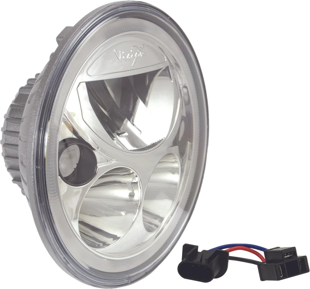 MOTORCYCLE SINGLE 7IN ROUND VX LED HEADLIGHT W/H4 CONNECTORS ONLY