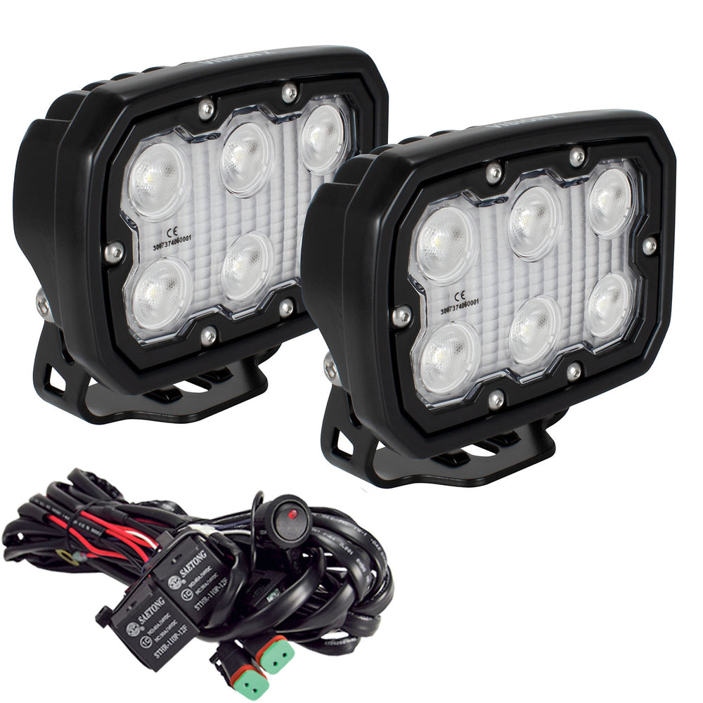 KIT OF 2 DURALUX WORK LIGHT 6 LED 40 DEGREE W/HARNESS