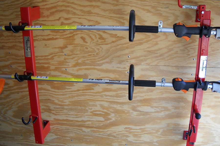 TRIMMER RACK FOR OPEN TRAILERS HOLDS 3 RED