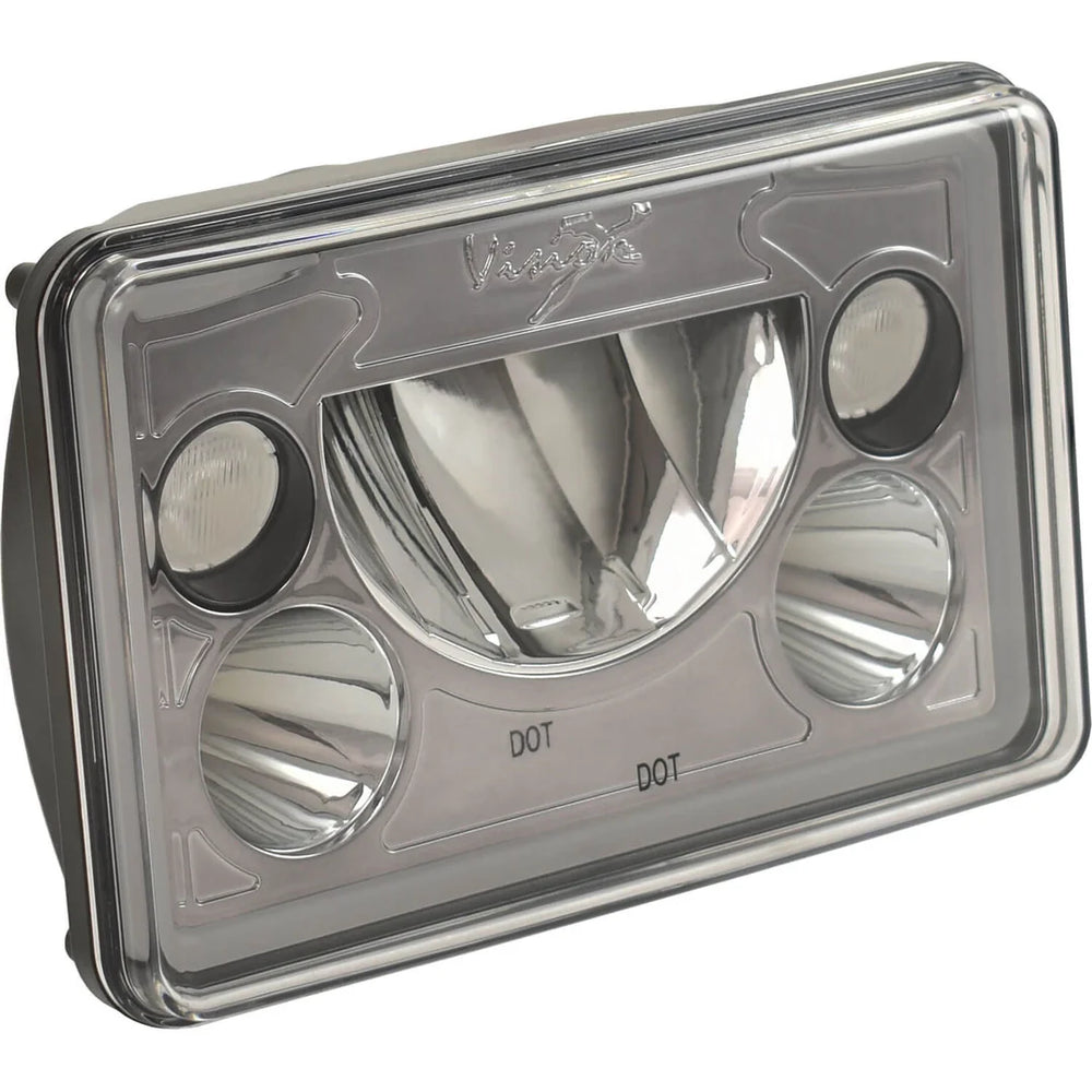 SINGLE 4X6IN RECTANGLE VX SERIES AMBER HALO BLACK CHROME FACE LED HEADLIGHT W/LOWHIGHHALO