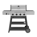 PERFORMANCE SERIES FLAVORMAX 4 BURNER CART GAS GRILL WITH SIDE BURNER GRAY STAINLESS