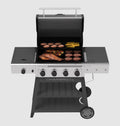 PERFORMANCE SERIES FLAVORMAX 4 BURNER CART GAS GRILL WITH SIDE BURNER GRAY STAINLESS