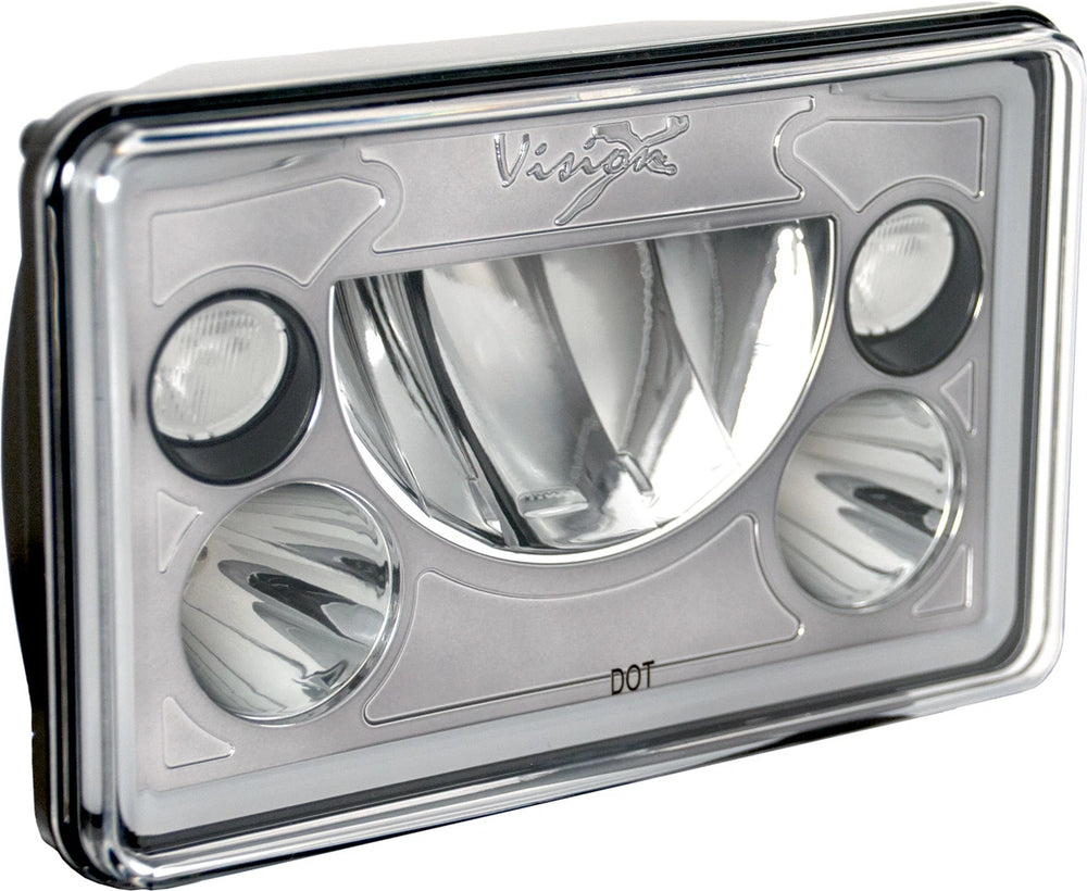 SINGLE 4X6IN RECTANGLE VX BLACK CHROME FACE LED HEADLIGHT W/LOWHIGHHALO
