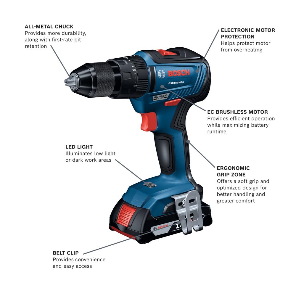 18V BRUSHLESS HAMMER DRILL DRIVER W/ 1 2.0 AH BATTERY