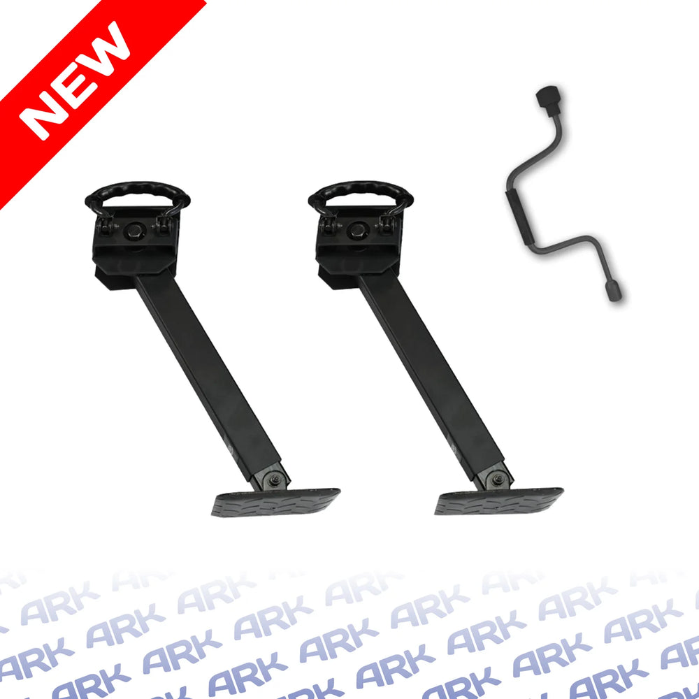 DROP DOWN CORNER STEADIES BLACK 600MMSET OF 2 WITH WINDING HANDLE