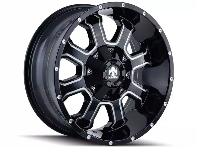 FIERCE (8103) GLOSS BLACK/MILLED SPOKES 20X9 8-180 0MM 124.1MM