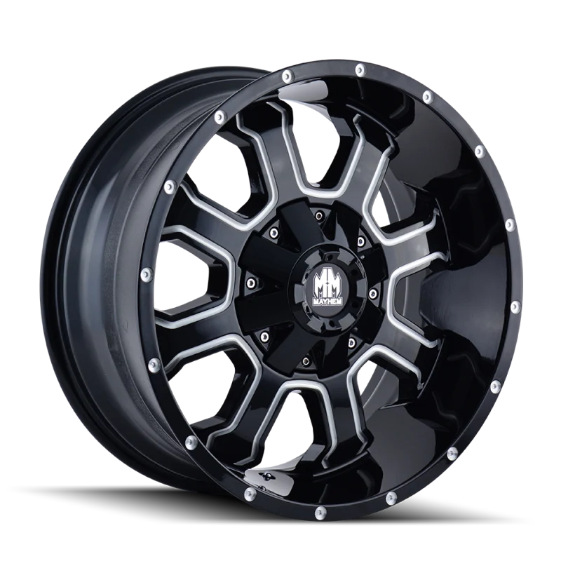 FIERCE (8103) GLOSS BLACK/MILLED SPOKES 20X9 6-135/6-139.7 18MM 106MM