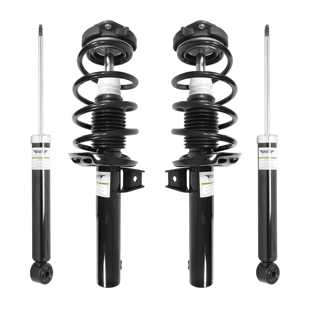 Unity Automotive 2 Front Complete Strut Assemblies 2 Rear Shock Absorbers 4-13611-253390-001