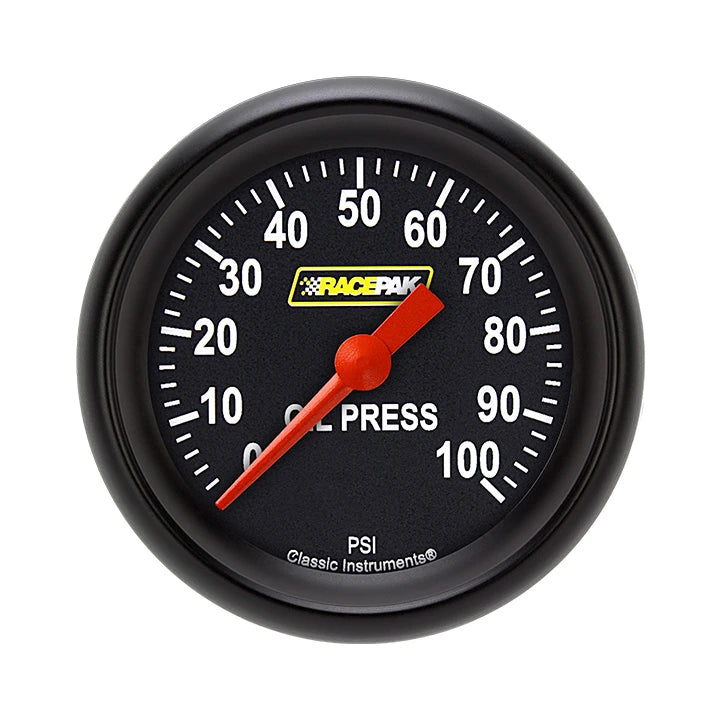 Classic Instruments 2 5/8 RACEPAK BLACK OIL PRESSURE RP381BBPF