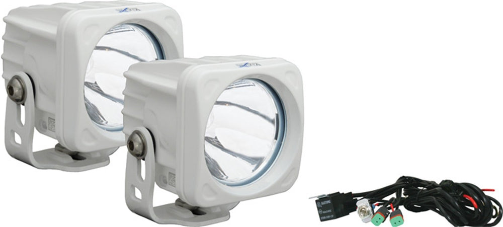OPTIMUS SQUARE WHITE 1 10W LED 60 DEG FLOOD 2 LIGHT KIT