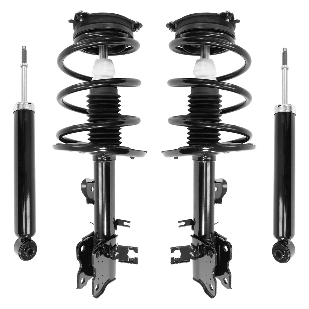 Unity Automotive 2 Front Complete Strut Assemblies 2 Rear Shock Absorbers 4-11487-255430-001