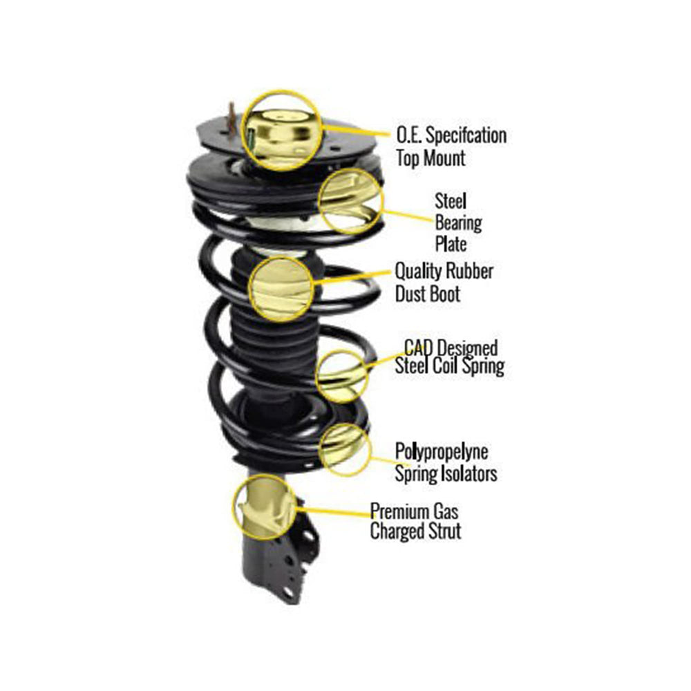 Unity Automotive 2 Front Complete Strut Assemblies 2 Rear Shock Absorbers 4-11633-255030-001