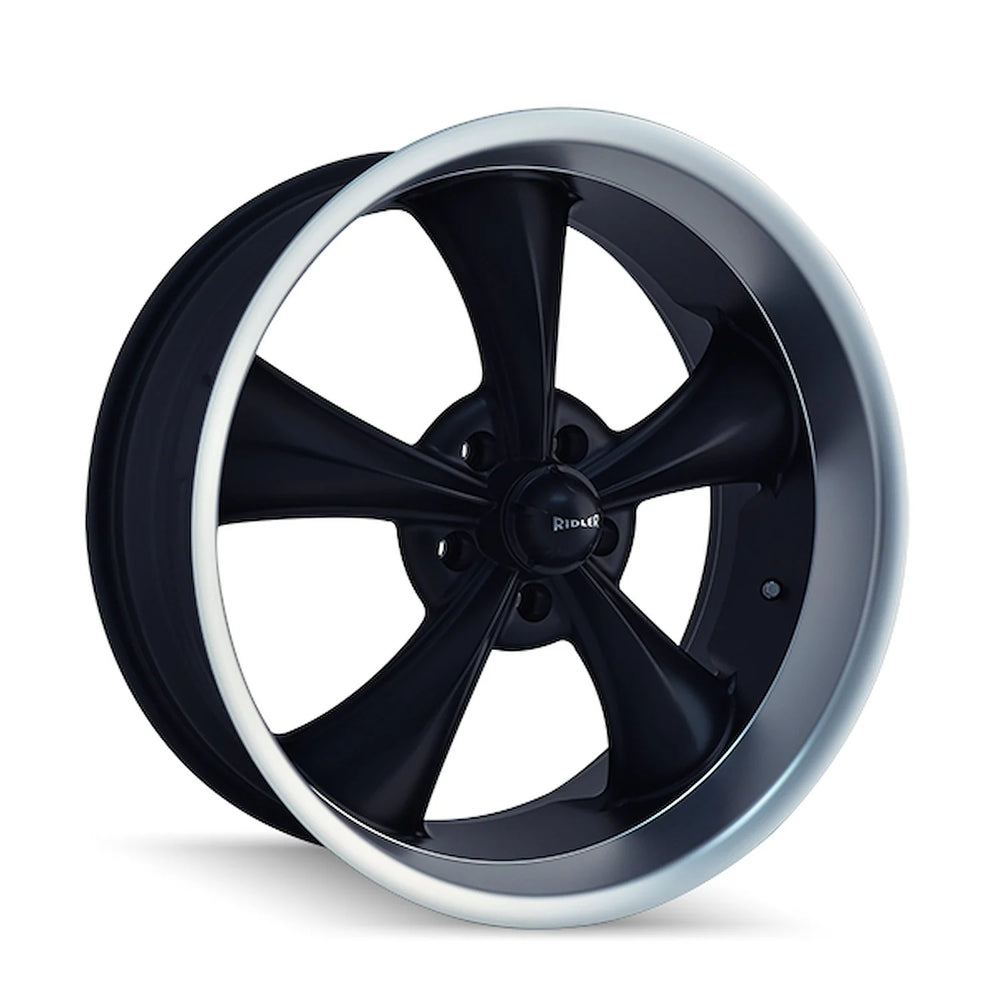 695 (695) MATTE BLACK/MACHINED LIP 18X9.5 5-114.3 6MM 83.82MM