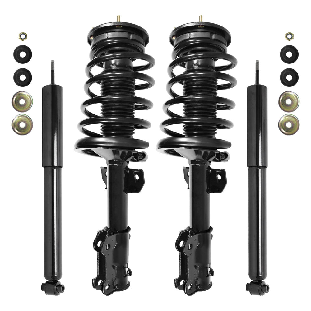 Unity Automotive 2 Front Complete Strut Assemblies 2 Rear Shock Absorbers 4-11950-252400-001