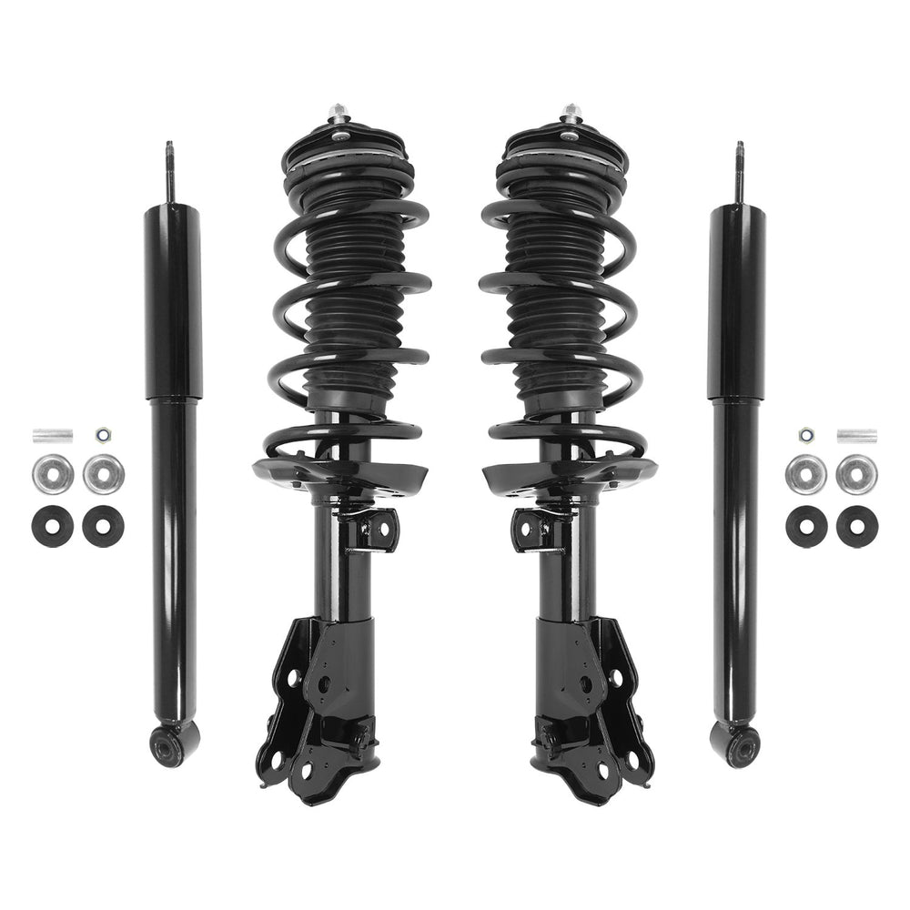 Unity Automotive 2 Front Complete Strut Assemblies 2 Rear Shock Absorbers 4-11327-253070-001