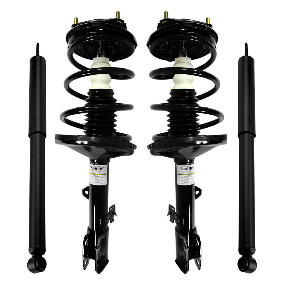Unity Automotive 2 Front Complete Strut Assemblies 2 Rear Shock Absorbers 4-11257-259820-001