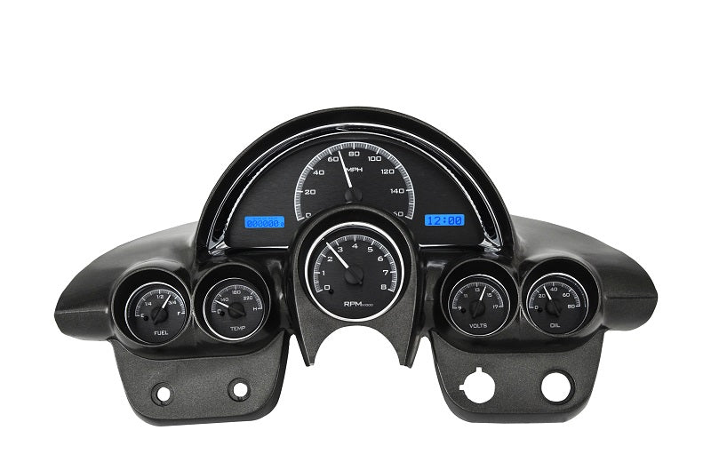 195862 CORVETTE DIGITAL CLOCK BLACK ALLOY STYLE FACE BLUE DISPLAY