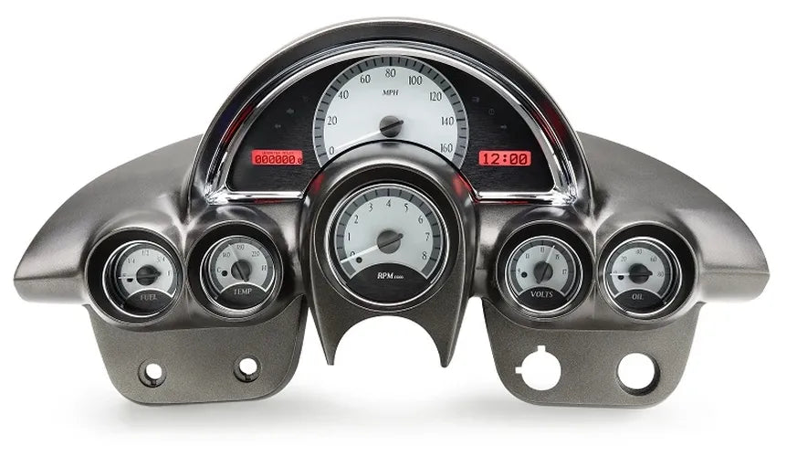 195862 CORVETTE ANALOG CLOCK SILVER ALLOY STYLE FACE RED DISPLAY