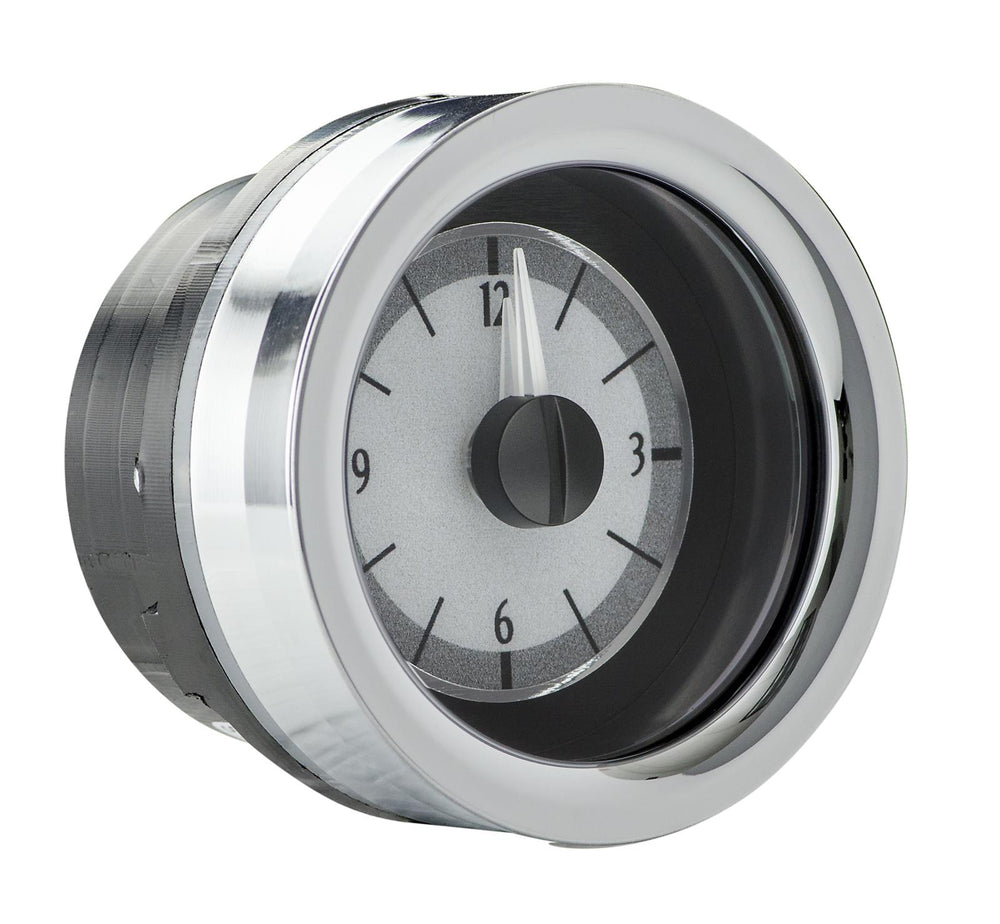195862 CORVETTE ANALOG CLOCK SILVER ALLOY STYLE FACE WHITE DISPLAY