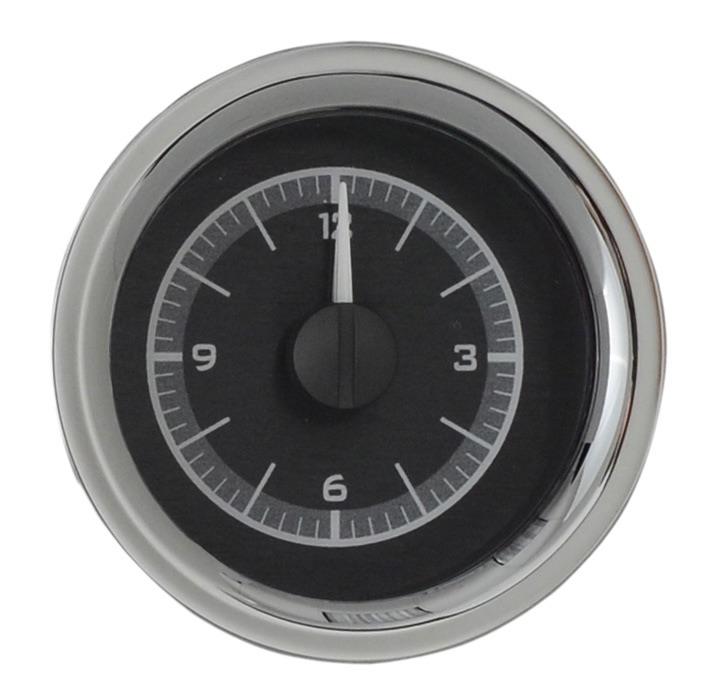 195862 CORVETTE ANALOG CLOCK BLACK ALLOY STYLE FACE RED DISPLAY