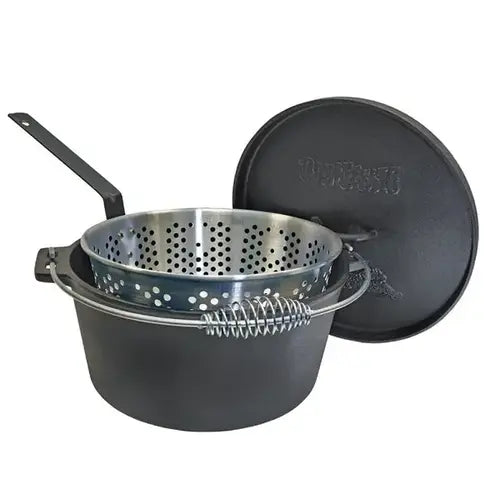 14QT DUTCH OVEN WITH BASKET AND STAINLESS HANDLE