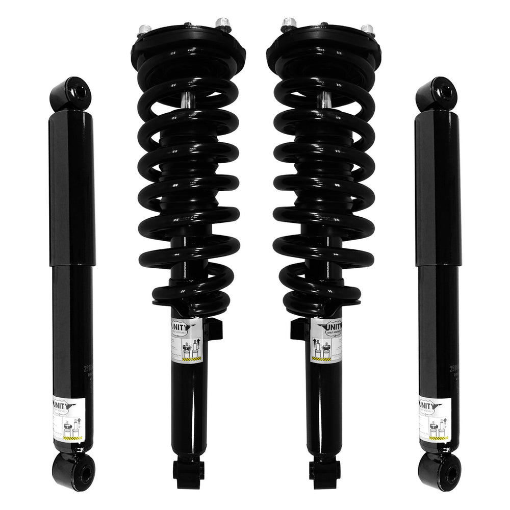 Unity Automotive 2 Front Complete Strut Assemblies 2 Rear Shock Absorbers 4-11653-259850-001