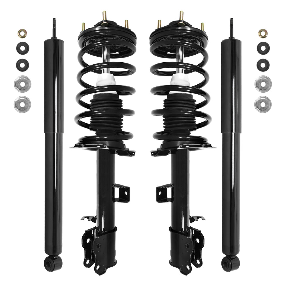 Unity Automotive 2 Front Complete Strut Assemblies 2 Rear Shock Absorbers 4-11621-252010-001