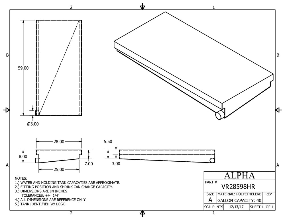 BLANK 28X59X8 RH HOLDING TANK