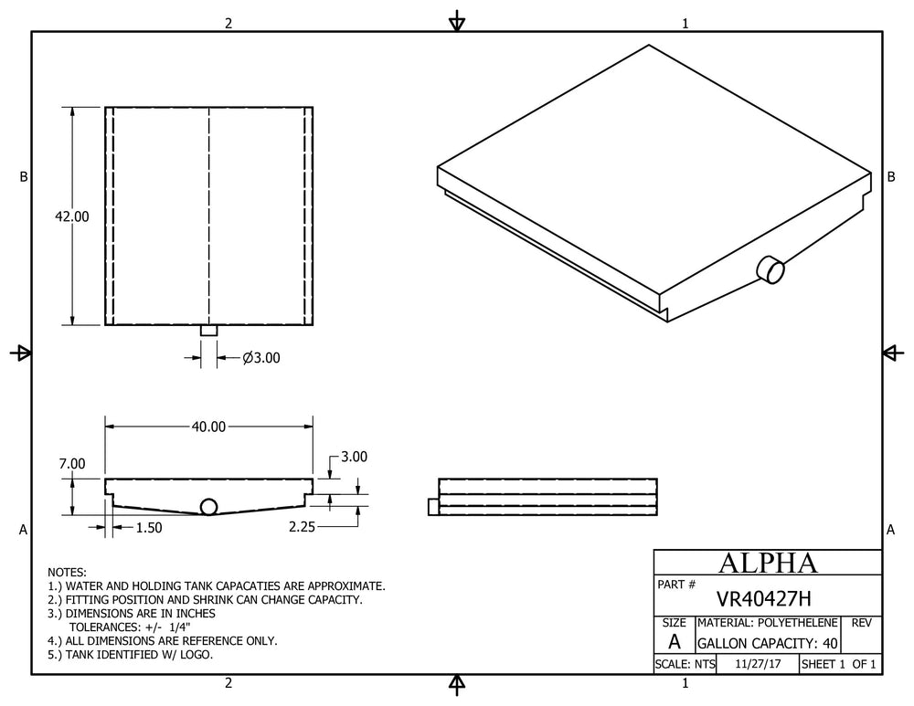 BLANK 40X42X7 HOLDING TANK