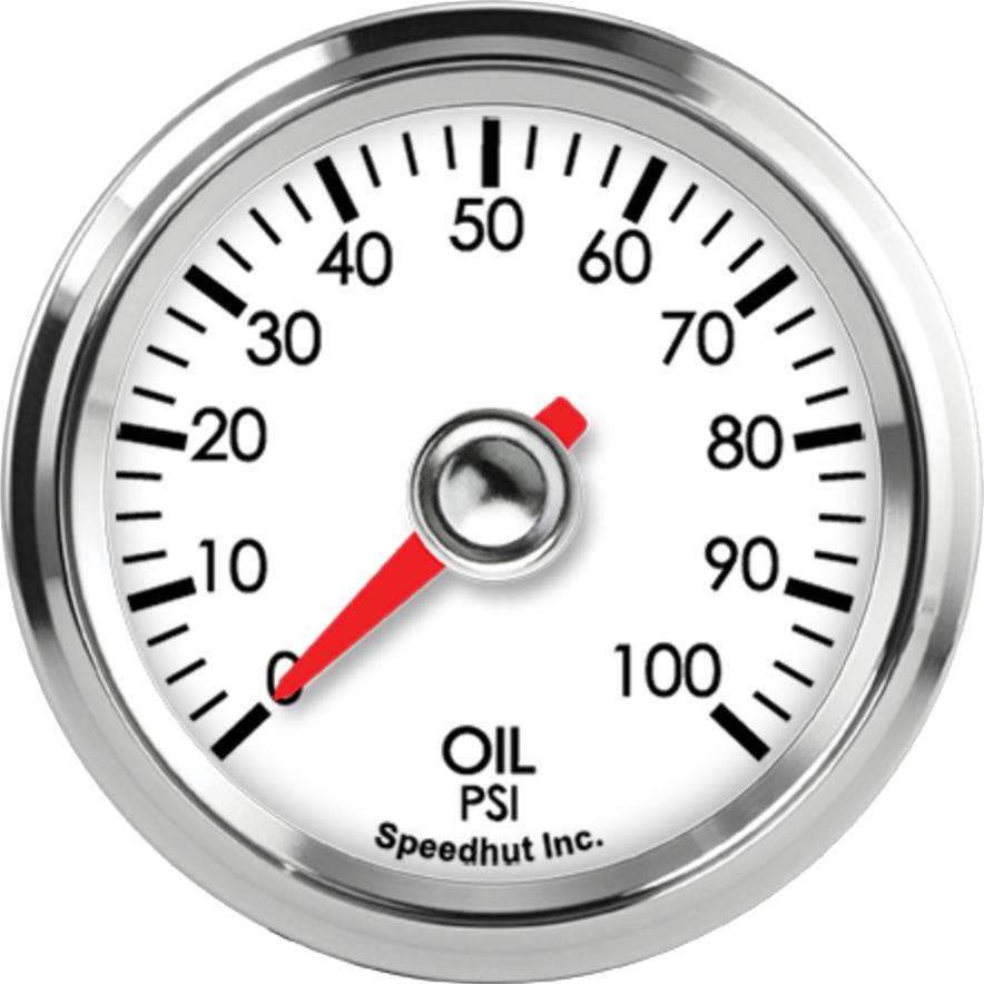 2-1/16in Oil Press Gauge 0-100psi White Face