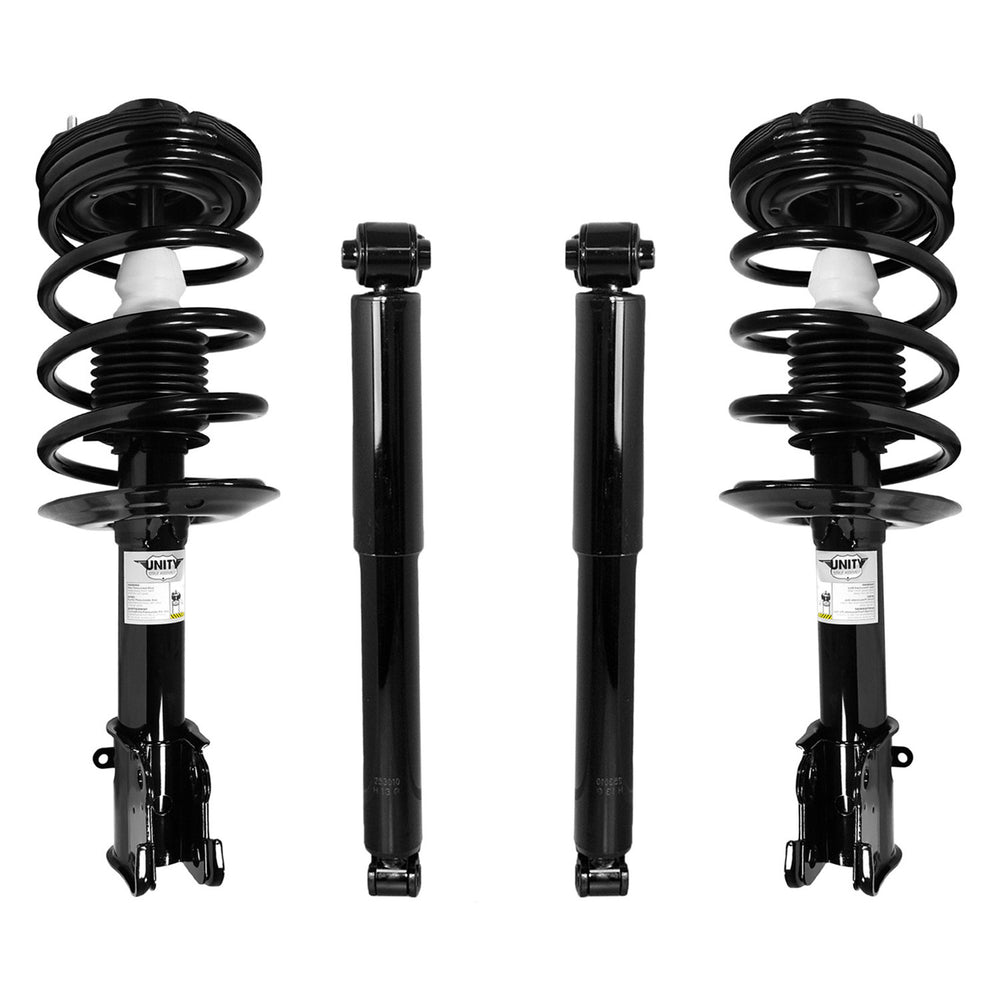 Unity Automotive 2 Front Complete Strut Assemblies 2 Rear Shock Absorbers 4-11074-253010-001
