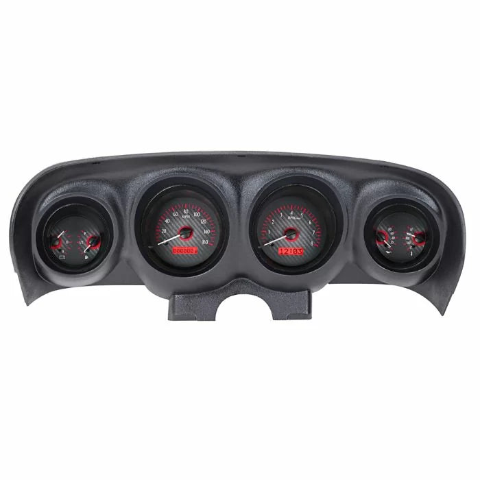 196970 MUSTANG DIGITAL CLOCK CARBON FIBER STYLE FACE RED DISPLAY