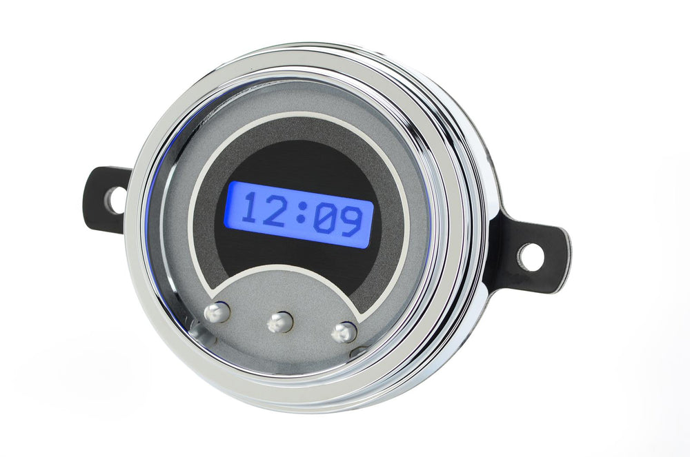 194950 FORD CAR DIGITAL CLOCK SILVER ALLOY STYLE FACE BLUE DISPLAY
