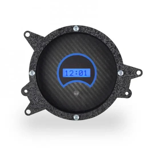 196970 MUSTANG DIGITAL CLOCK CARBON FIBER STYLE FACE BLUE DISPLAY