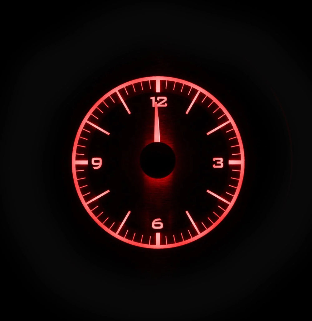 195556 CHEVY CAR ANALOG CLOCK BLACK ALLOY STYLE FACE BLUE DISPLAY