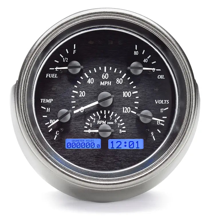 1951 FORD CAR ANALOG CLOCK BLACK ALLOY STYLE FACE BLUE DISPLAY