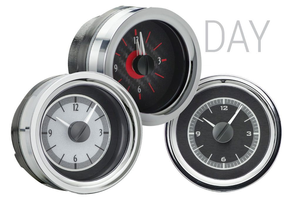 195556 CHEVY CAR ANALOG CLOCK BLACK ALLOY STYLE FACE WHITE DISPLAY