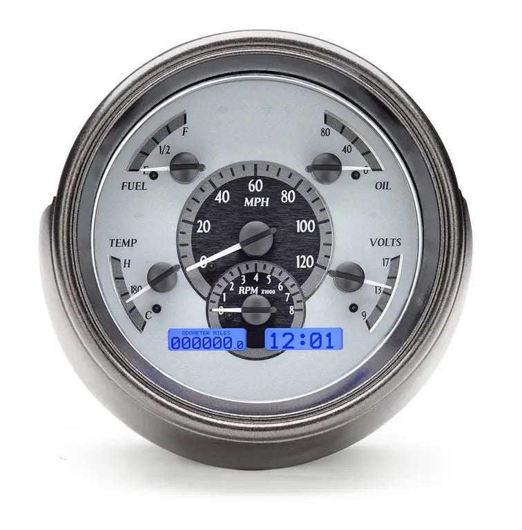 1951 FORD CAR ANALOG CLOCK SILVER ALLOY STYLE FACE BLUE DISPLAY