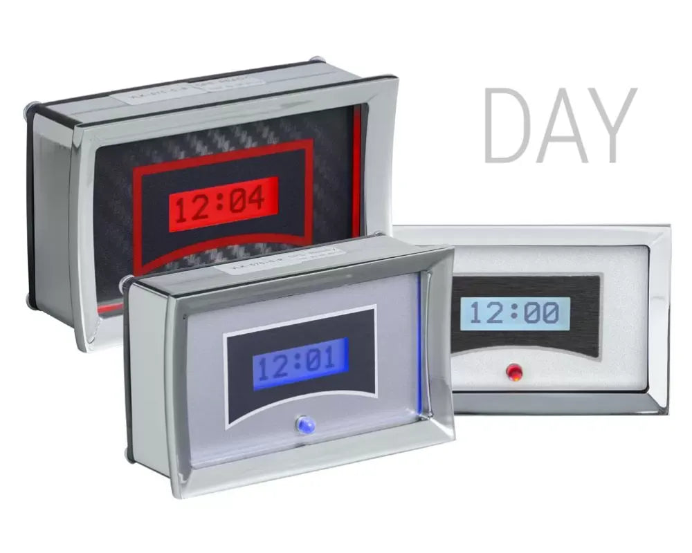 1957 CHEVY CAR DIGITAL CLOCK BLACK ALLOY STYLE FACE RED DISPLAY