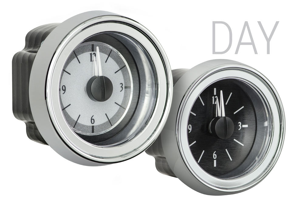 195152 CHEVY CAR ANALOG CLOCK BLACK ALLOY STYLE FACE BLUE DISPLAY