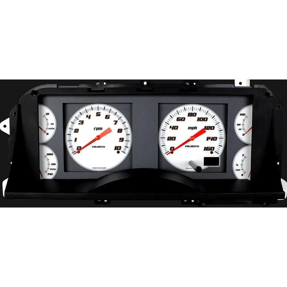 8793 MUSTANG FOX BODY DIRECT FIT GAUGE SET CLUSTER VELOCITY WHITE ORANGE POINTER