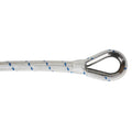 BOATTECTOR DOUBLE BRAID NYLON ANCHOR LINE WITH THIMBLE 5/8IN X 200FT WHITE WITH BLUE TRACER