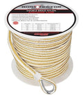 BOATTECTOR DOUBLE BRAID NYLON ANCHOR LINE WITH THIMBLE 5/8IN X 200FT WHITE WITH BLUE TRACER