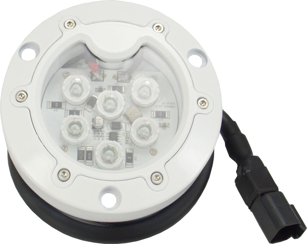 SUBAQUA UNDER WATER LIGHT 6 RED 3WATT LEDS 25 DEGREE BEAM PATTERN GLOSSY WHITE MARINE GRADE FINISH