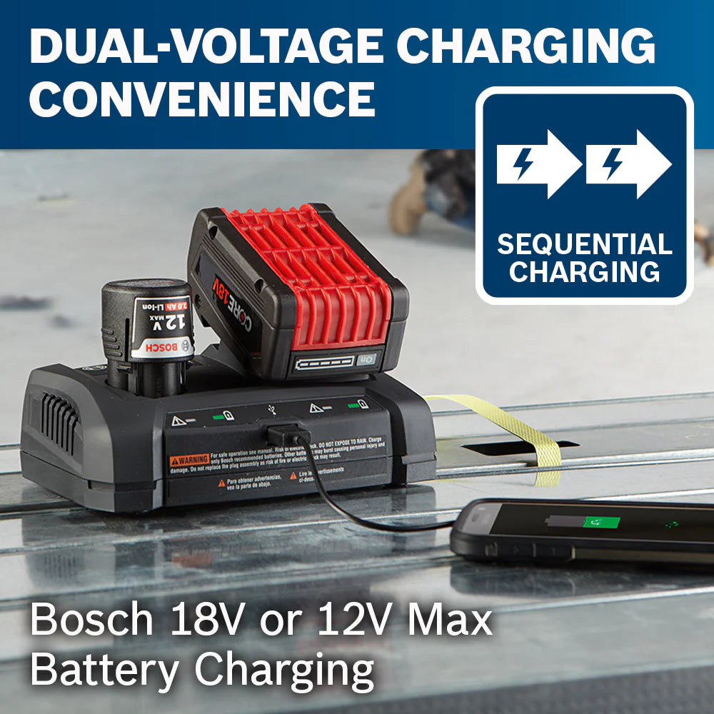 PROFESSIONAL 12V/18V DUALBAY LITHIUMION BATTERY CHARGER