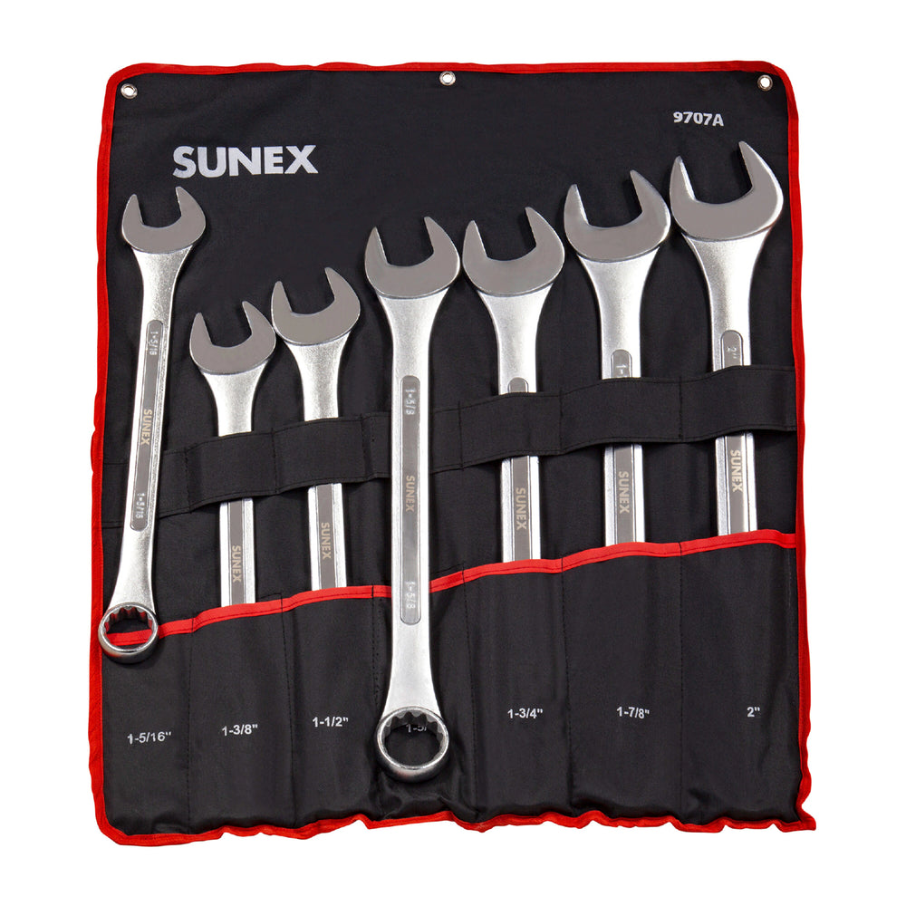 7 PIECE SAE RAISED PANEL JUMBO COMBINATION WRENCH SET
