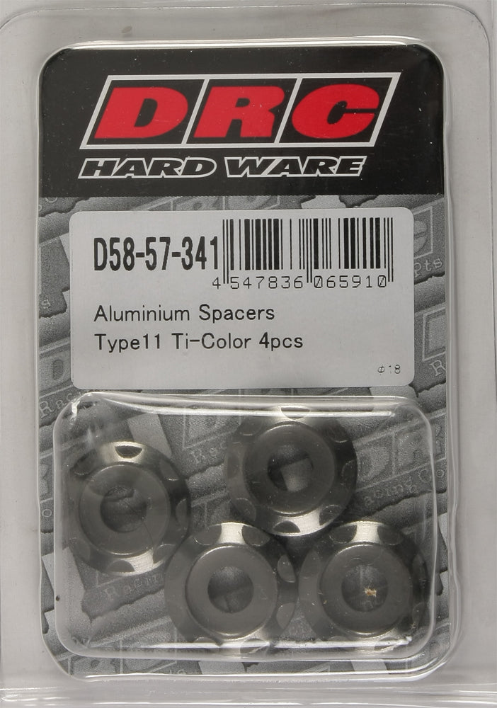ALUMINUM SPACERS TYPE 11 TITANIUM M6X12MM 4/PK