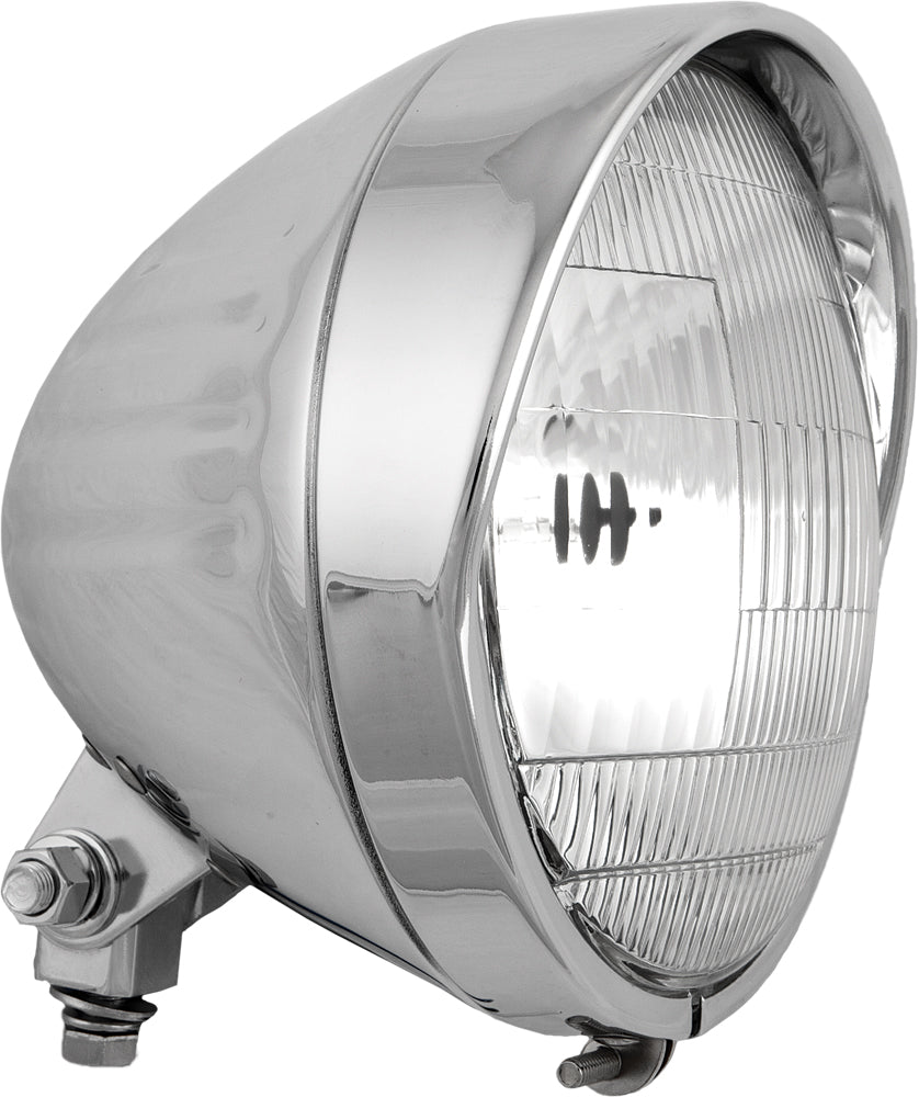 5.75" HEADLIGHT BOTTOM MOUNT CHROME GROOVED W/ VISOR