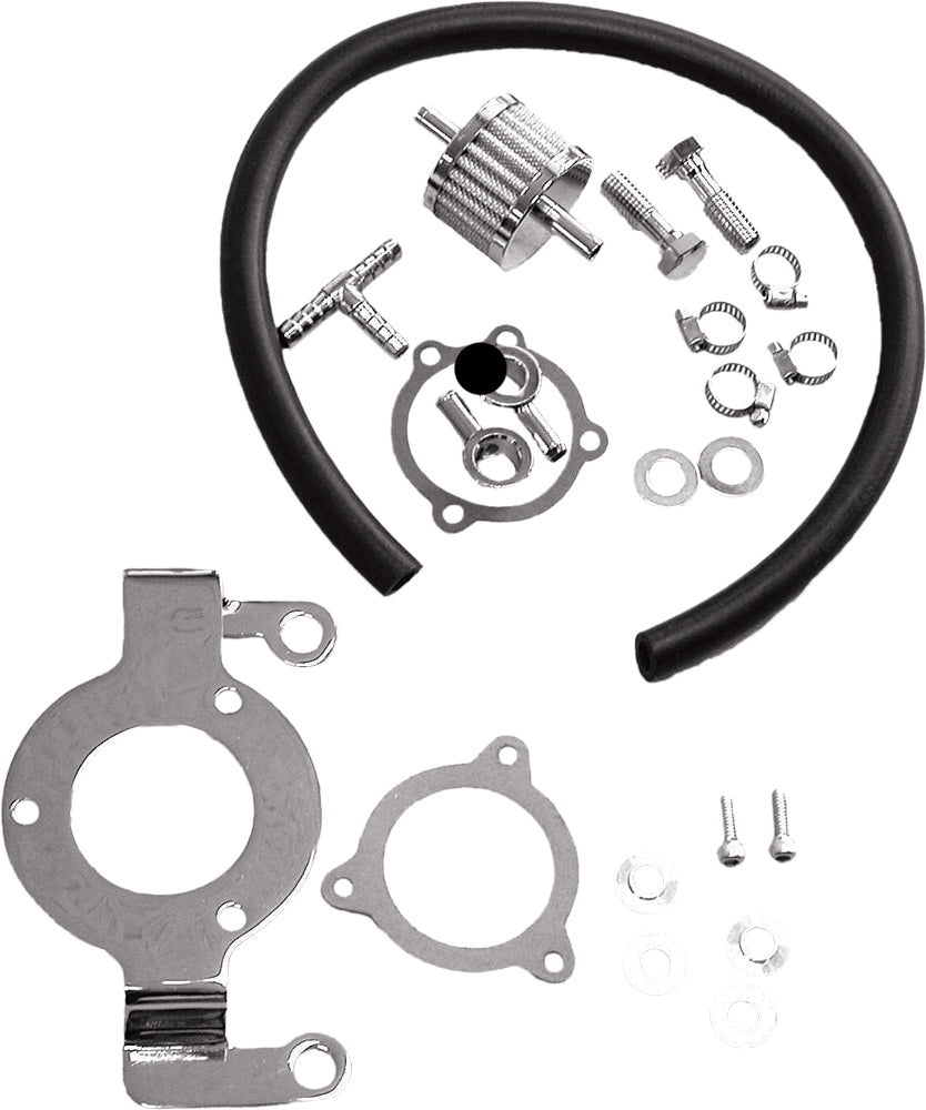 COMPLETE MNT KIT BREATHER HOSE CHROME TOURING 08-16