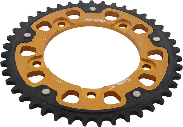 REAR STEALTH SPROCKET ALU/STL 43T-525 GLD SUZ/TRI